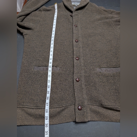 Woolrich Brown Gromley Shawl Collar Mens Grandpa Button Down Cardigan Sweater XL - Picture 5 of 7